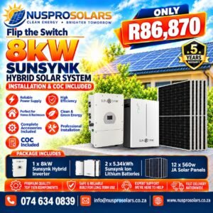 8kW Sunsynk Hybrid Solar System — Double Battery